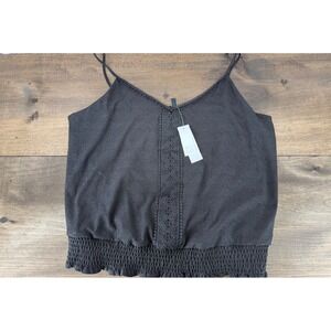 White House Black Market Black Eyelet Lace Camisole Top L Boho Chic Romantic